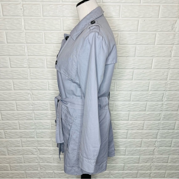 CABI #5296 Tanner Trench Coat in Silver Lake Blue Linen Blend Belted Size M - Picture 8 of 15